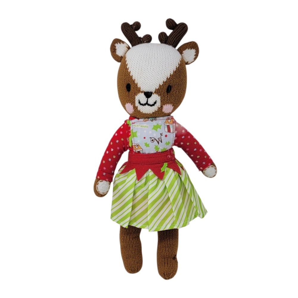 Cuddle +‎ Kind Willow Reindeer 13.5" Doll Hand Knit Ice Cream Christmas Dress